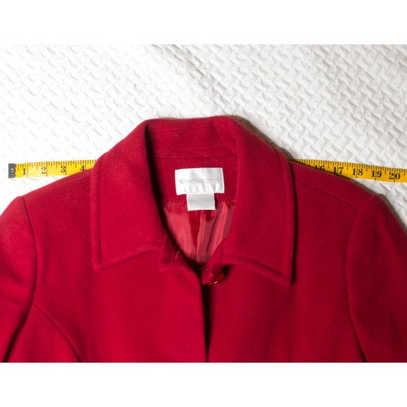 🌟$10🌟Worthington Red Wool Blend Pea Coat - Picture 4 of 6